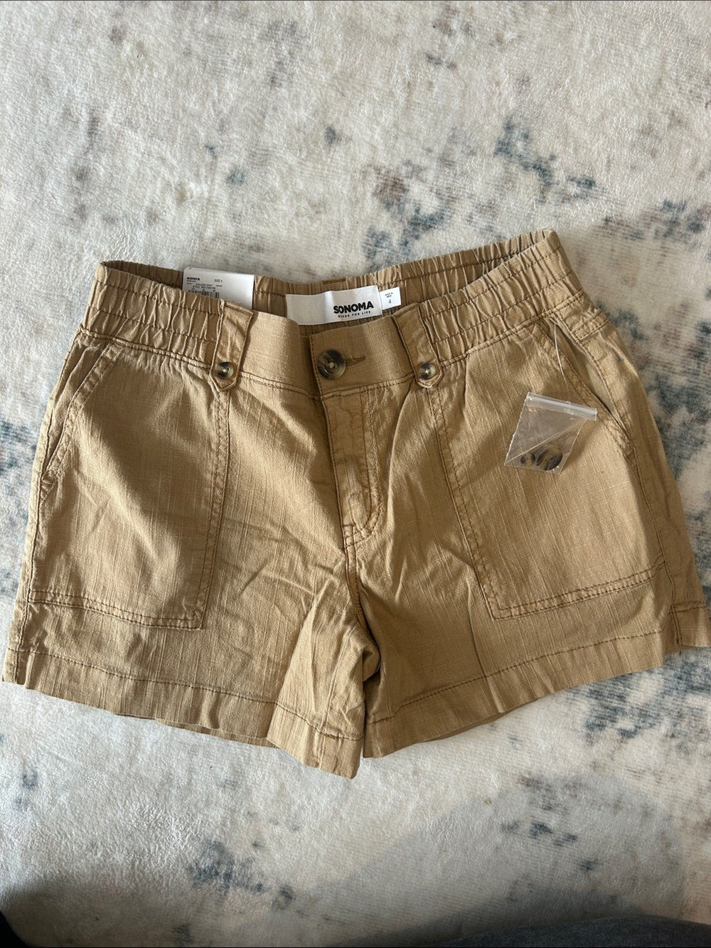 SONOMA Tan Elastic-Waist Utility Cargo Shorts